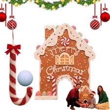 Gingerbread Golf Game Set Holiday Wooden Mini Golf with Candy Cane Club & Balls