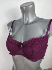 Gossard Glossies Lace Bra 34DD Burgundy Plum – Underwired Sheer Lace Lingerie