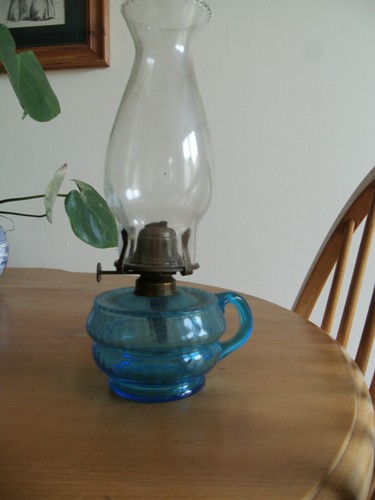 Small blue glass vintage - blue,