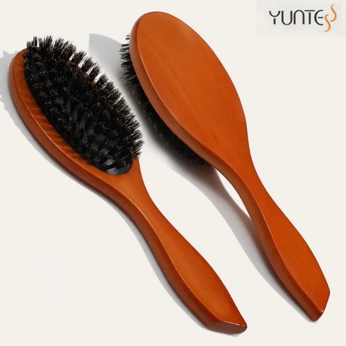 Natural bristle hairbrush - natural,