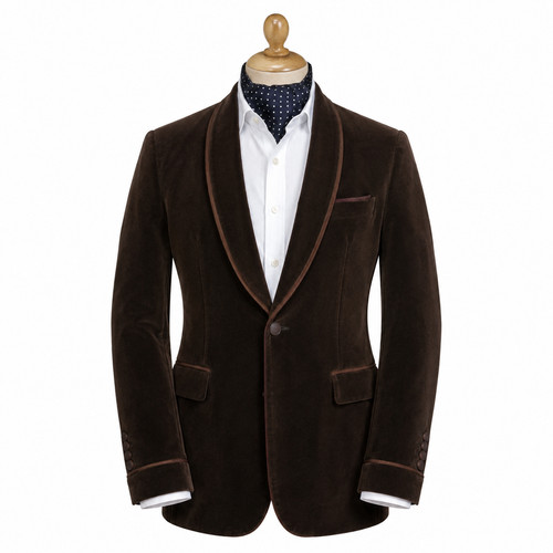Men brown velvet smoking - men's,