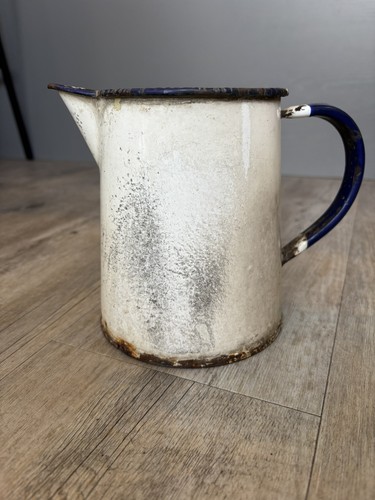 Vintage enamel jug pitcher - /,