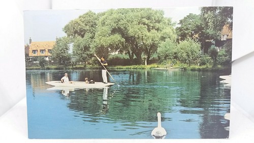 Vintage postcard man - vintage, punting