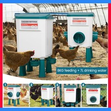 8KG 7L Chicken Bird Feeder Waterer Set Auto Food Water Dispenser Feeding Coop