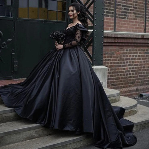 Black gothic wedding dress - black,