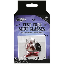 Halloween Test Tube Shot Glasses - 10 Pack With Stickers Customise Party Decor