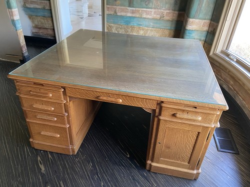 Antique oak partners desk - partners,