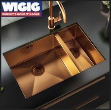 Ellsi Elite Brushed Copper 1.5 Undermounted Or Inset Kitchen Sink 670mm x 440mm