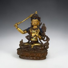 Old Manjushri Bronze Figure
