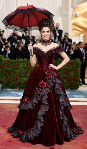 Burgundy gothic promdress - gothic,