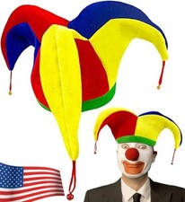 Jester Clown Hat Mardi Gras Hat Multicolor Costume Halloween Dress Costume HO
