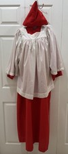 Vintage Red Hooded Robe White