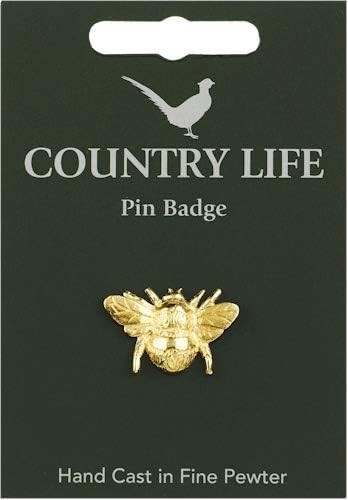 Bee gold plated pewter pin - gold,