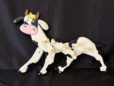 VTG Wooden Cow Accordion Coat/Hat Rack Black & White 15.5”-24" Cute