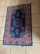 Turkish Blue Red Hall rug. Geometric design with tassels 