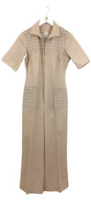Spinney Women's Jumpsuit Size 14 Beige & Blue Pockets Zip Used F1