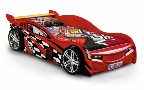Red racing car 3ft single - red, bunk