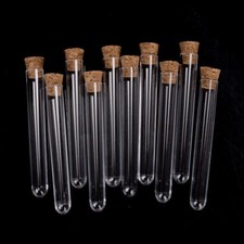 10-20x Clear Lab Glass Test Tube with Cork Stoppers Laborator Round Bottom Tubes