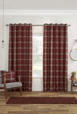 Blackout Thermal Lined Eyelet Curtains Sundour Carnoustie Red Tartan