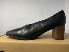 Vagabond Black Leather Pump Eve Court Shoes Wooden Block Heel UK4 / US6 / EU37