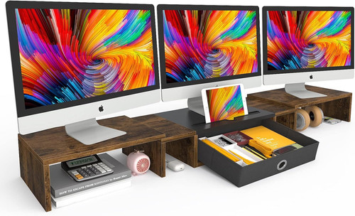 Triple monitor stand riser - stand,