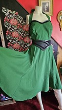 Vintage Style Collectif Green Halter Neck dress Rockabilly Swing 1950s 14 16