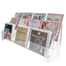Greeting Card Stand - 3 Tier Acrylic Fits Slatwall, Grid or Mesh 600mm (DSL3+)