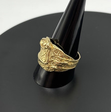 9ct Gold On Silver Men’s Saddle Ring Heavy Solid Yellow SIZE V