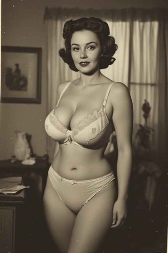 Vintage lady pin risque 4x6 - lady,