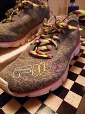 Ladies Uk Size 4 Fila Trainers Grey Pink 