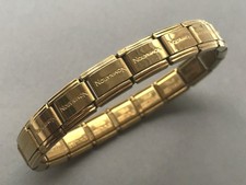 NEW GOLD Italian Classic Charm Bracelet 18 Link Engraved Fits 9mm Charms UK