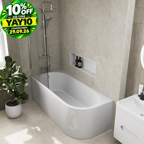 Shaped shower bath left - shower, hand
