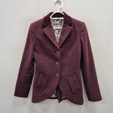Joules Harcombe Purple Cherry Wool Tweed Races Hacking Blazer Jacket Size Uk 10