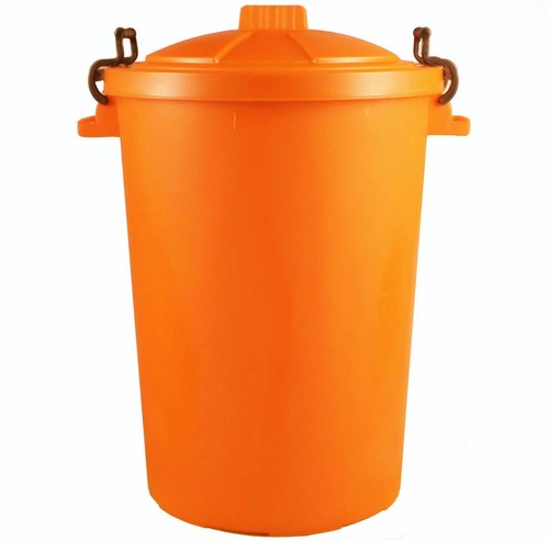 Orange 80l plastic dustbin - orange,