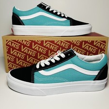 Vans Size 4.5 Old Skool Shoes Blue Trainers Black Low Top Canvas