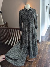 ZARA Leopard Print Khaki Maxi Shirt Dress, Blogger Fave, VGC, Large, 12?