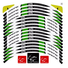 Aprilia Racing Motorcycle Wheel Rim Sticker Decals Set 17" White Green Black