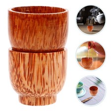 2pcs Wooden Tea Cup Wine Mug Practical Natural Wood Cup Wooden Water Tea Cup