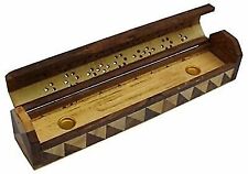 Wooden Coffin Incense Stick Cones Burner Incense Sticks Holder Box & Ash Catcher
