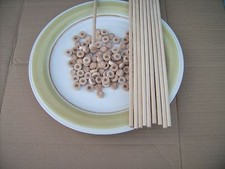 50x 1/4" wooden toy wheel axle cap + 10x dowel rods, Birch Hardwood FREE P&P