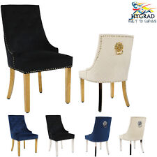 Luxury Lion Knocker Velvet Dining Chairs Padded Gold/Silver Legs Dining Chairs