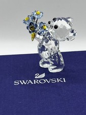 Swarovski Crystal Figurine Kris Bear Forget Me Not Flowers Retired 5427993 1.8in