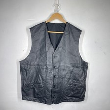 Vintage Leather Vest 50" Black