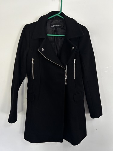 Zara black wool blend coat - blend,