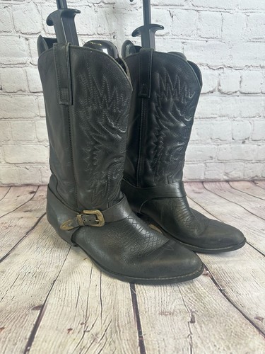 Black leather western - black,