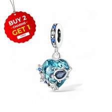 Sea Turtle Starfish heart dangle S925 Sterling Silver Bead Charm for Women