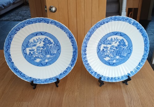 Vintage blue white - white, willow