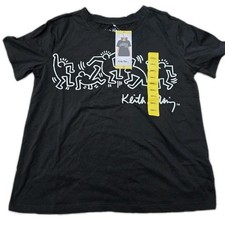 KEITH HARING DESIGNER NEW-YORK HIP-HOP DANCE  T-SHIRT BLACK UK SIZE S 12-14 BNWT