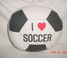 I LOVE SOCCER PILLOW COUCH PLUSH TRENDCO USA MADE 12" x 10" SPORTS EXCELLENT