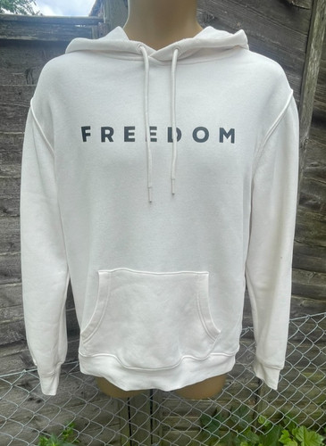 Mens white hoodie freedom - white,